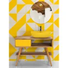 Mueble de baño amarillo moderno con estante grande y cajonera - Benoit Viadurini