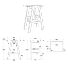 Mueble de baño de teca con parte superior semicurva y práctico estante azul - Raomi Viadurini