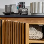 Mueble de baño hecho a mano de teca maciza y caoba - Heliconia Viadurini