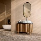 Mueble de baño hecho a mano de teca maciza y caoba - Heliconia Viadurini