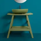 Mueble de baño moderno con estante verde y ganchos para toallas - Crina Viadurini