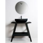 Mueble de baño moderno de teca con tapa y soporte de color negro mate - Crina Viadurini