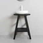 Mueble de baño moderno en teca con tapa semicurva negra - Raomi Viadurini