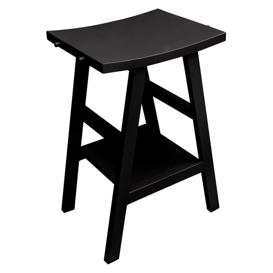 Mueble de baño moderno en teca con tapa semicurva negra - Raomi Viadurini