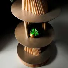 Mobiliario de Diseño en Madera con Estantes Redondos en Gres Made in Italy - Aspide Viadurini