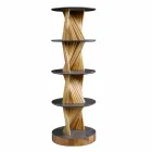 Mobiliario de Diseño en Madera con Estantes Redondos en Gres Made in Italy - Aspide Viadurini