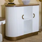 Mueble de madera con tapa e inserciones redondeadas con 2 puertas y 2 estantes - Rachel Viadurini