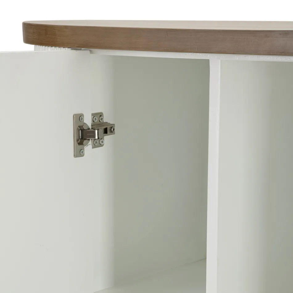 Mueble de madera con tapa e inserciones redondeadas con 2 puertas y 2 estantes - Rachel Viadurini