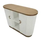 Mueble de madera con tapa e inserciones redondeadas con 2 puertas y 2 estantes - Rachel Viadurini