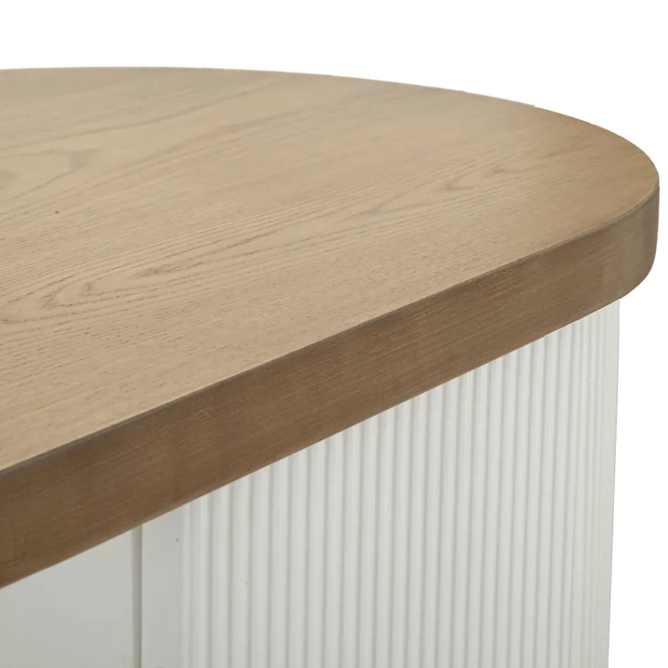 Mueble de madera con tapa e inserciones redondeadas con 2 puertas y 2 estantes - Rachel Viadurini