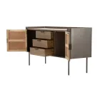 Mueble de madera de abeto y hierro gris con 3 cajones y 2 puertas - Cooper Viadurini