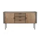 Mueble de madera de abeto y hierro gris con 3 cajones y 2 puertas - Cooper Viadurini