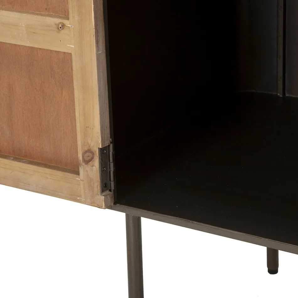 Mueble de madera de abeto y hierro gris con 3 cajones y 2 puertas - Cooper Viadurini