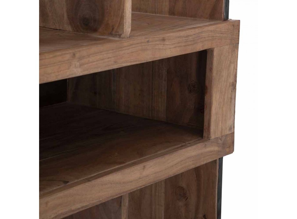 Librería de diseño en hierro y madera de acacia - Desdemona Viadurini