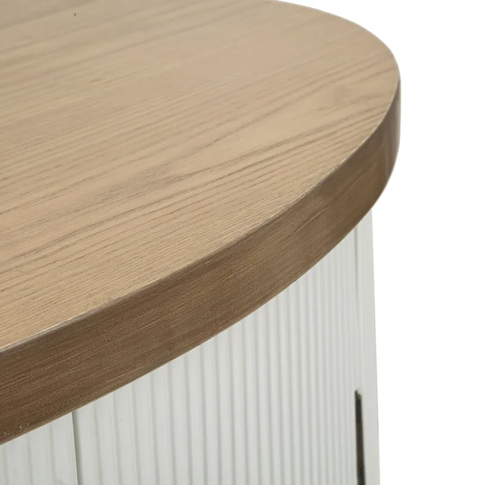 Mueble ovalado de madera con tapa e inserciones redondeadas con 2 puertas - Rachel Viadurini