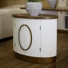 Mueble ovalado de madera con tapa e inserciones redondeadas con 2 puertas - Rachel Viadurini