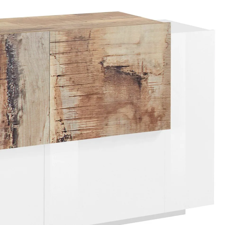 Muebles de Salón 2 Puertas y 2 Puertas en Madera 2 Acabados - Theresse Viadurini