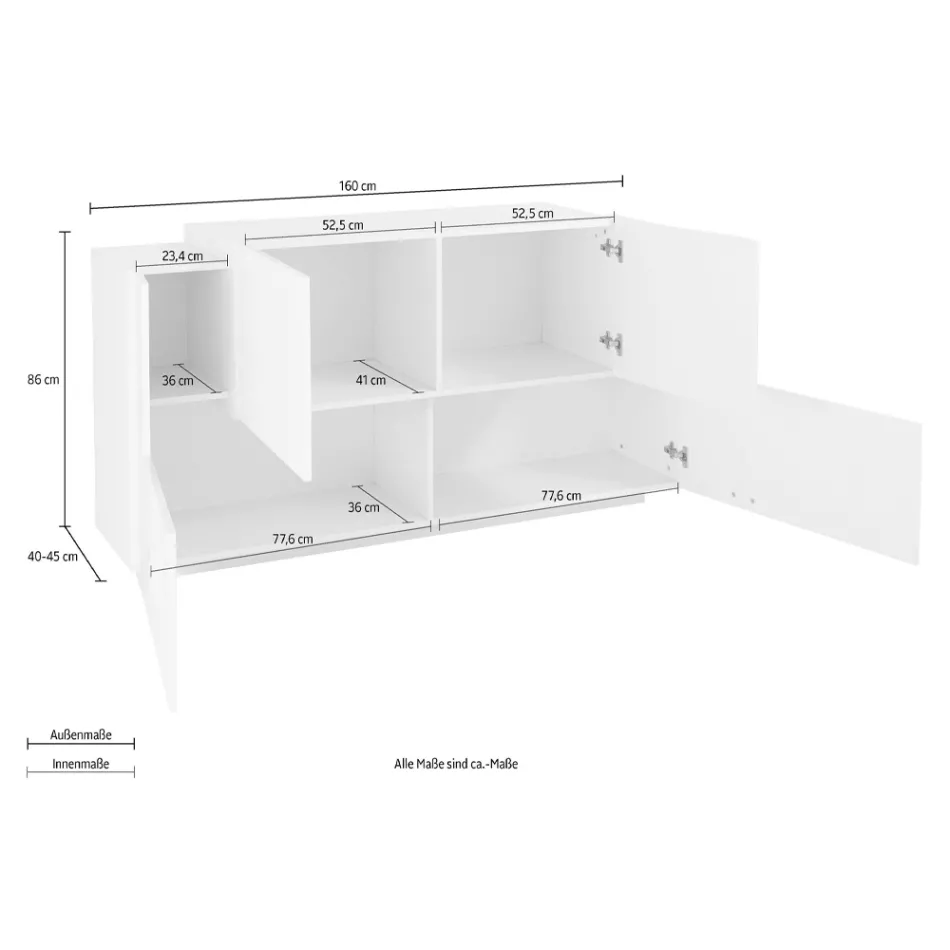 Muebles de Salón 2 Puertas y 2 Puertas en Madera 2 Acabados - Theresse Viadurini