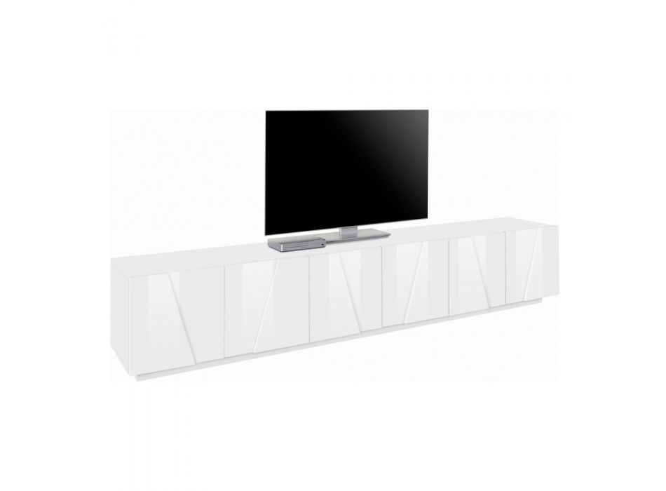 Mueble para TV de 4 o 6 puertas en madera blanca, hormigón o pizarra - Fjona Viadurini