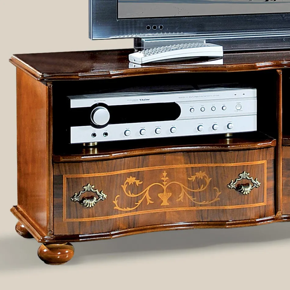 Mueble de TV clásico en madera de nogal de lujo Made in Italy - Prince Viadurini