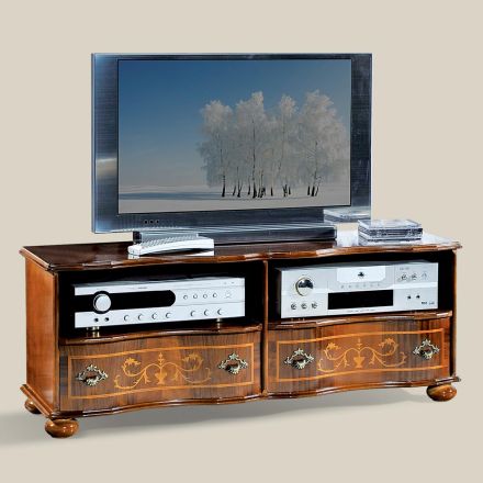 Mueble de TV clásico en madera de nogal de lujo Made in Italy - Prince Viadurini