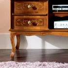 Mueble de TV clásico en madera de nogal 4 cajones Made in Italy - Prince Viadurini