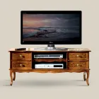 Mueble de TV clásico en madera de nogal 4 cajones Made in Italy - Prince Viadurini