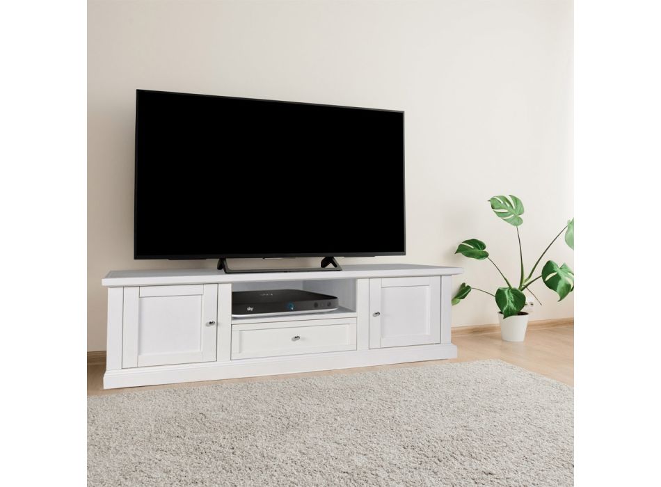 Mueble TV con 2 puertas, 1 cajón y 1 compartimento abierto Made in Italy - Forseti Viadurini