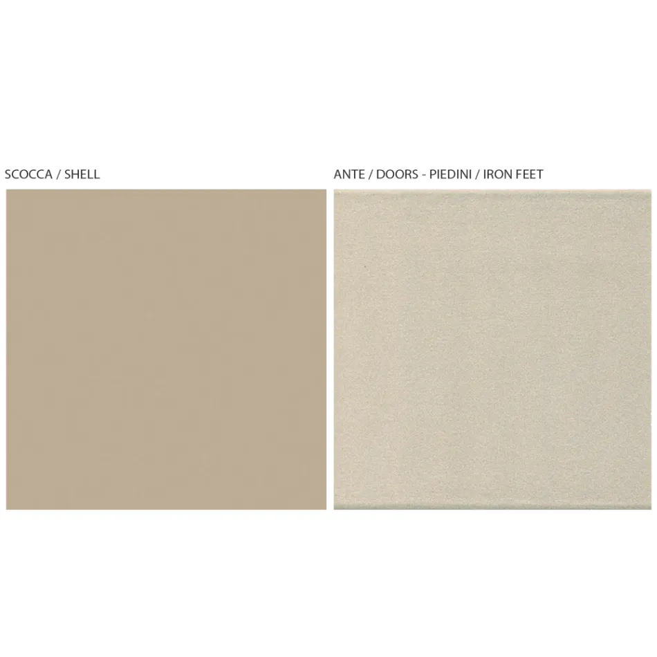 Mueble TV de 2 Puertas y 1 Cajón Acabado Níquel y Carbono - Inga Viadurini