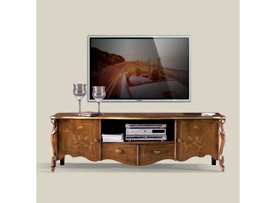 Mueble TV con 2 Puertas y 2 Cajones de Madera Made in Italy - Caligola Viadurini
