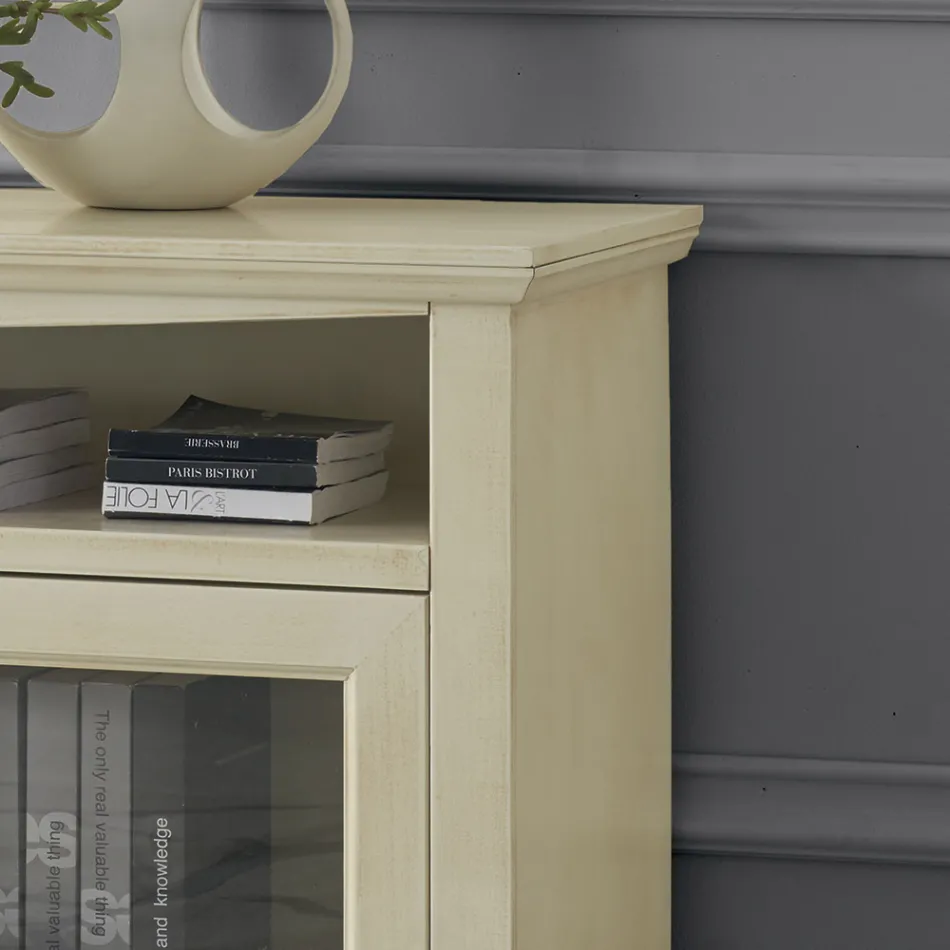 Mueble TV con 2 puertas y 3 compartimentos abiertos Made in Italy - Ymir Viadurini