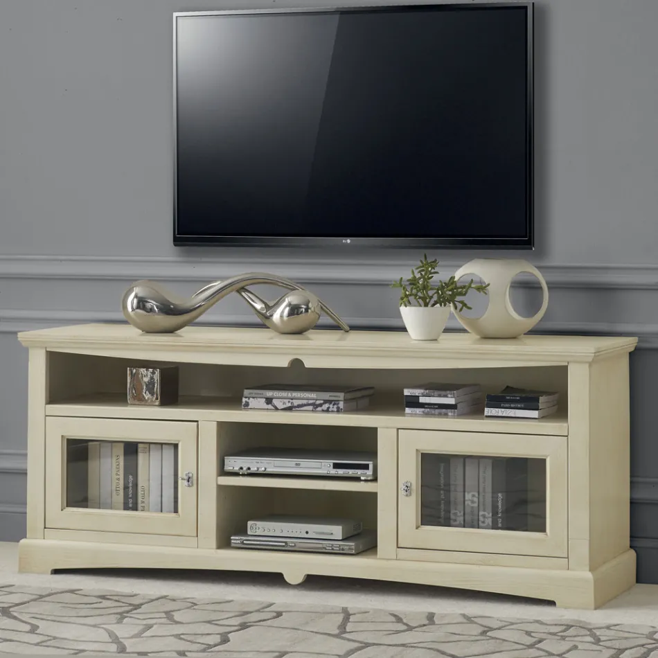 Mueble TV con 2 puertas y 3 compartimentos abiertos Made in Italy - Ymir Viadurini