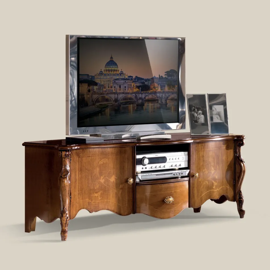 Mueble TV con 2 Puertas y Cajón de Madera Made in Italy - Caligola Viadurini