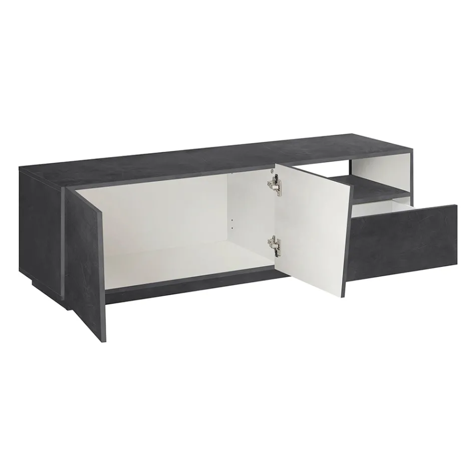 Mueble de TV con 2 Puertas, un Cajón y un Compartimento Abierto Made in Italy - Popilio Viadurini