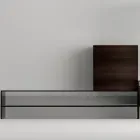 Mueble TV con 3 baldas y contenedor abatible Made in Italy - Roman Viadurini