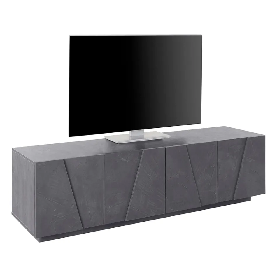 Mueble TV de salón con 4 puertas de melamina Made in Italy - Naditza Viadurini