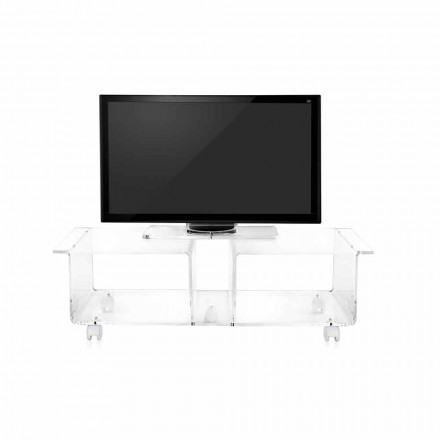 Mueble de televisión de diseño moderno en plexiglás transparente Mago Double Viadurini