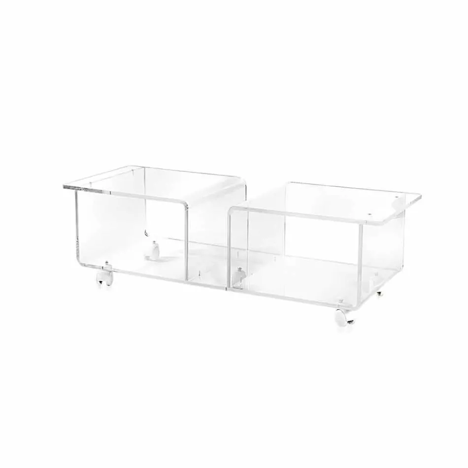 Mueble de televisión de diseño moderno en plexiglás transparente Mago Double Viadurini