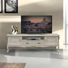 Mueble de TV de lujo en madera blanca y plateada Made in Italy - Cheverny Viadurini