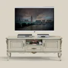 Mueble de TV de lujo en madera blanca y plateada Made in Italy - Cheverny Viadurini