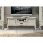 Mueble de TV de lujo en madera blanca y plateada Made in Italy - Cheverny Viadurini