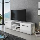 Mueble TV Acabado Blanco con 2 Puertas y 1 Compartimento Abierto - Selenio Viadurini