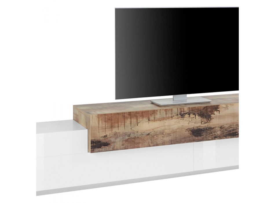 Mueble de TV en madera blanca y arce, cemento o antracita - Therese Viadurini