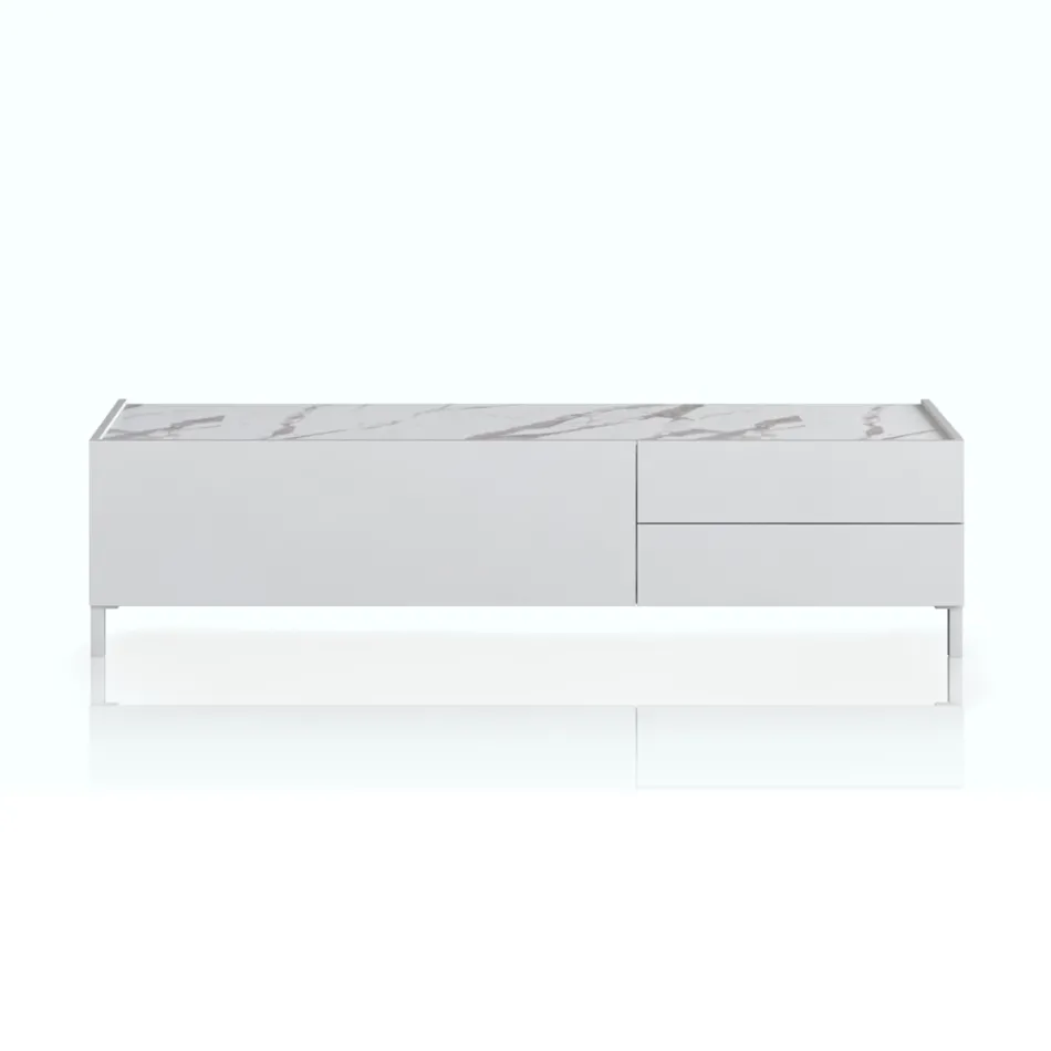 Mueble TV de madera con 1 puerta y 2 cajones - Tantalo Viadurini