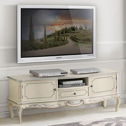 Mueble de TV de madera con patas de estilo clásico Made in Italy - Chantilly Viadurini