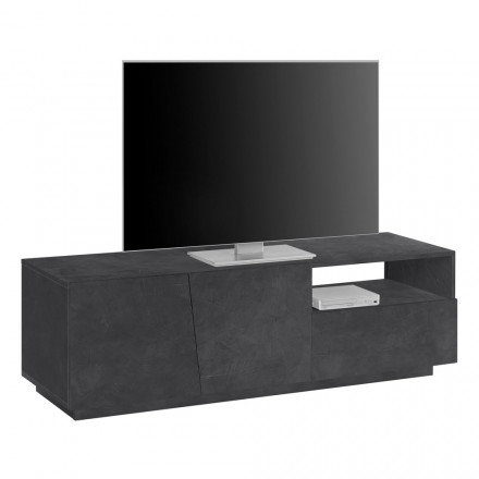 Mueble TV de Madera de Diseño 2 Puertas 1 Cajón y Compartimento Abierto - Joris Viadurini