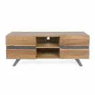 Mueble para TV Homemotion en madera de mango con inserciones de metal - Sonia Viadurini