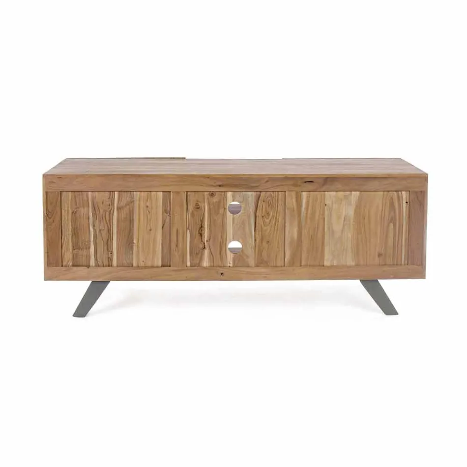 Mueble para TV Homemotion en madera de mango con inserciones de metal - Sonia Viadurini