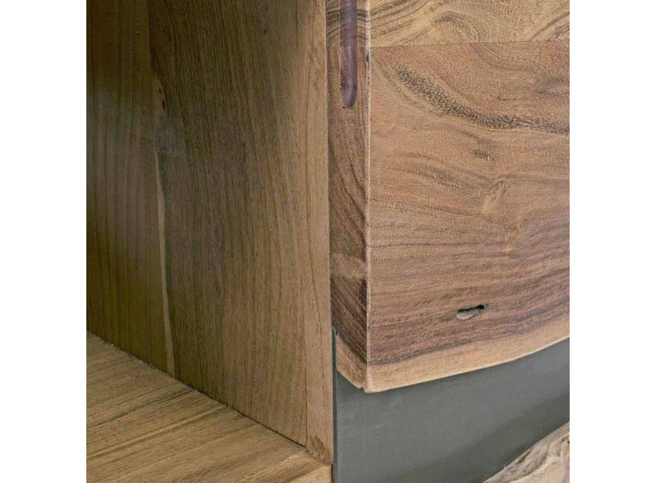 Mueble para TV Homemotion en madera de mango con inserciones de metal - Sonia Viadurini