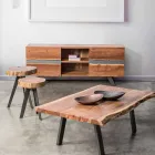 Mueble para TV Homemotion en madera de mango con inserciones de metal - Sonia Viadurini